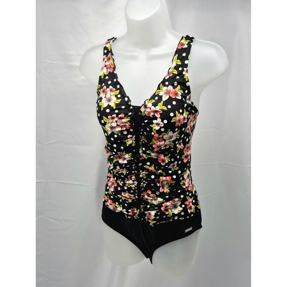 Unbranded Other - NWOT Lascana for Venus Floral Polka Dot Ruched One-Piece Swimsuit XL Pin-up Styl